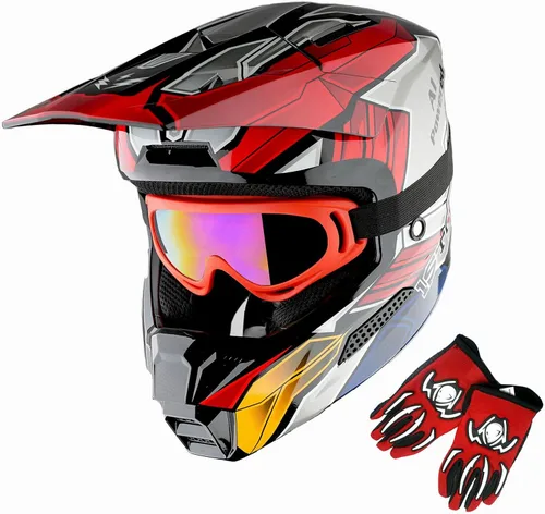 Vista 14 de 1Storm - Casco de motocross para jóvenes, ATV, BMX, MX, motocicleta todoterreno, kart, adolescente, blanco brillante Blanco brillante juvenil