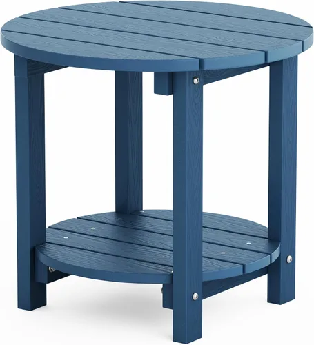 Vista 9 de YEFU Adirondack - Mesa auxiliar doble para exteriores, de 18 pulgadas, mesa auxiliar de madera de polietileno, resistente a la intemperie para Negro