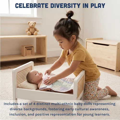 Vista 7 de Constructive Playthings 10 Inch Multi-Cultural Baby Dolls, Set of 4