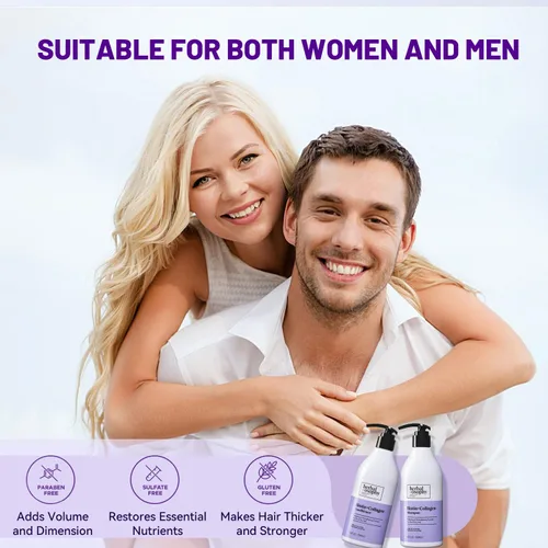 Vista 4 de Herbalosophy Juego de champú y acondicionador de biotina y colágeno, engrosamiento del crecimiento del cabello, reparador y seco, juego de cabello