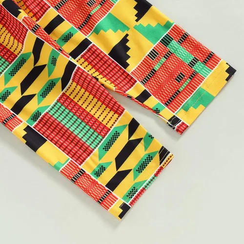 Vista 6 de Mubineo Conjunto de 2 piezas con estampado africano de Kente Dashiki para bebés, niñas y niños pequeños