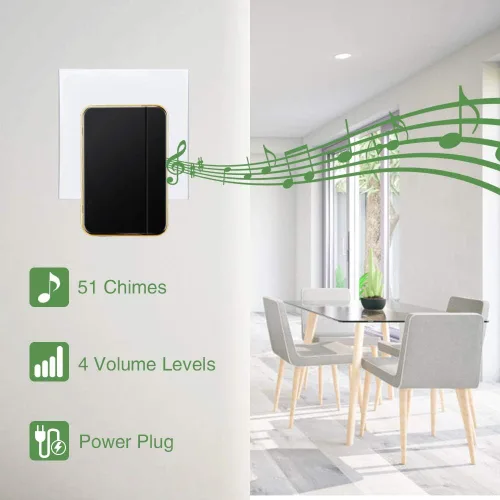 Vista 4 de 【No requiere batería】 Timbre inalámbrico impermeable, kit de timbre de puerta AURTEC con 2 transmisores autoalimentados y 1 enchufe de presión, 51