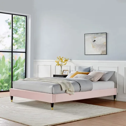 Vista 14 de Modway MOD-6268-DUS Harlow - Marco de cama con plataforma de terciopelo de rendimiento individual, color rosa polvoriento