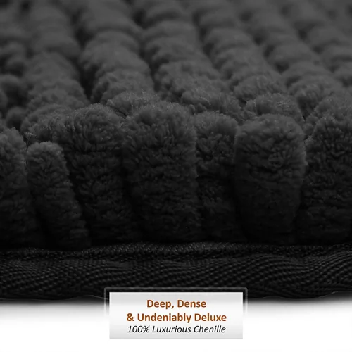 Vista 7 de Clara Clark Tapetes para baño de felpilla, tapetes de baño de felpa ultra suaves, lavables a máquina, con parte trasera antideslizante, 44 x 26 Negro