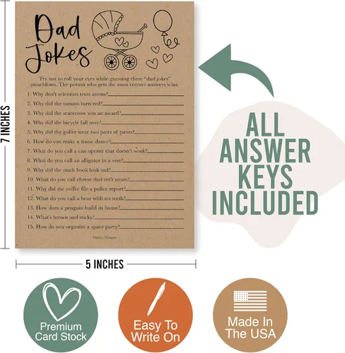 Vista 7 de Hadley Designs 20 juegos rústicos neutros de género para baby shower, divertidos juegos divertidos Tarjeta de juego de chistes de mamá y mejor papá