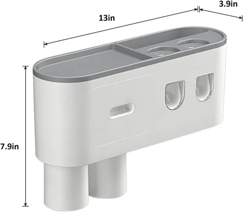 Vista 7 de Soporte para cepillos de dientes montado en la pared con 2 dispensadores automáticos de pasta de dientes, soportes para cepillos de dientes