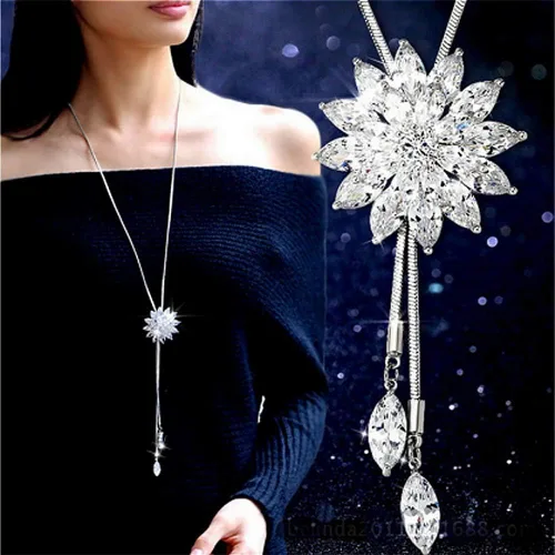 Vista 2 de Cathercing - Collar de cadena ajustable, larga y elegante con dije de diamantes de imitación, joyería única para mujeres y niñas, Cathercing