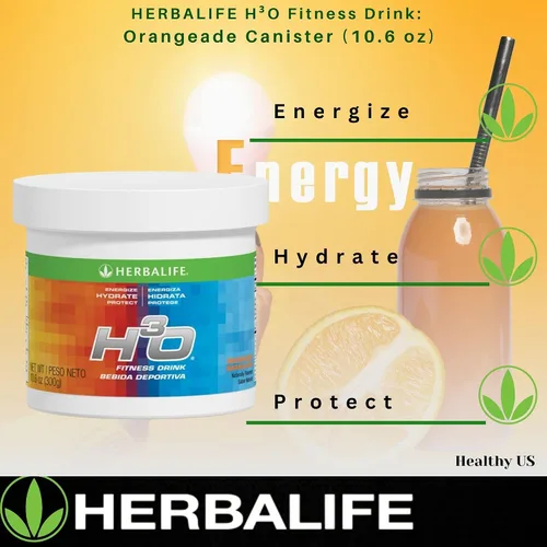 Vista 6 de Herbalife H³O Fitness Drink: recipiente de Orangeade de 10.6 oz (300 g), mezcla de carbohidratos para energía inmediata, energiza, hidrata, protege