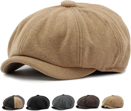 Vista 8 de Xinveen Gorra de 8 paneles para hombre, gorra de tweed vintage con diseño de espiga
