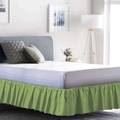 Vista 7 de Falda de cama individual negra para falda de cama con volantes con caída de 16 pulgadas, tela de tres lados ajustable con volantes suaves y sedosos