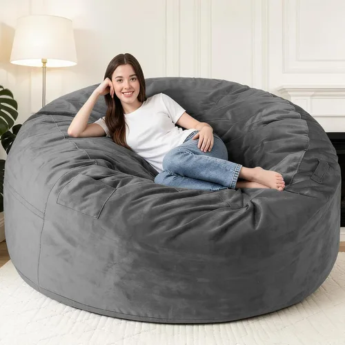 Vista 66 de Silla Puf de 2 Pies con Funda de Terciopelo Ultra Suave Sofá Puf con Espuma con Memoria Sillas Puf de Tamaño Grande Sofá Perezoso para Dormitorio