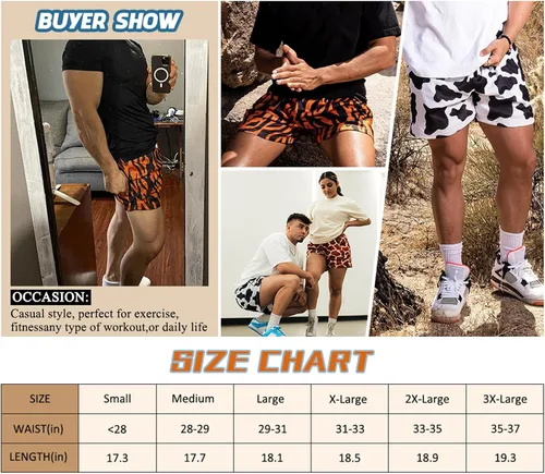 Vista 4 de DIOTSR Pantalones cortos casuales con estampado gráfico para hombre, pantalones cortos de malla para entrenamiento, atléticos, con bolsillos