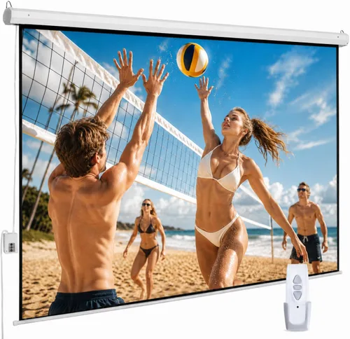 Vista 12 de Pantalla de proyector motorizada de 94", pantalla de proyector eléctrica 4:3 con control remoto, pantalla de película HD para interiores/exteriores