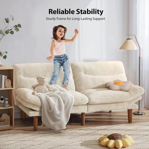 Vista 6 de Pipishell Sofá cama futón de 75 pulgadas con reposabrazos ajustables