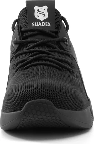 Vista 9 de SUADEX Zapatos de punta de acero para hombres y mujeres, zapatos de trabajo ligeros, indestructibles y transpirables, zapatos de seguridad