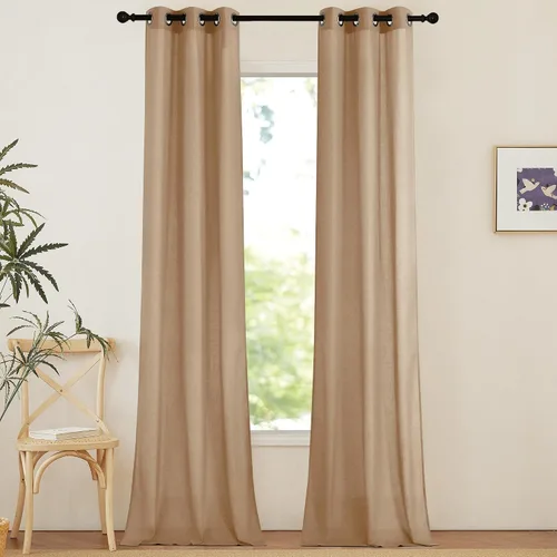 Vista 110 de NICETOWN - Cortinas de lino angora para ventana de cocina sobre el fregadero, con ojales, lino grueso angora, tratamientos cortos para ventanas
