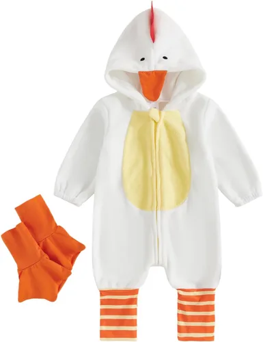 Vista 10 de Mameluco con capucha para bebé, niña, niño, disfraz de pollo de Halloween Amarillo