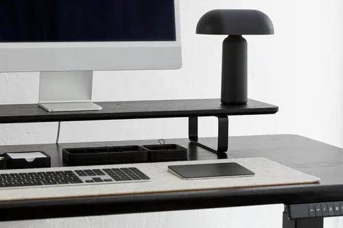 Vista 5 de Oakywood Soporte doble para monitor, hecho a mano en la UE, elevador de madera natural, accesorios para laptop, capacidad de 220 libras, 41.3 x 9