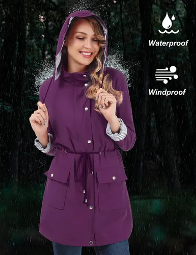Vista 3 de BBX Lephsnt Impermeable ligero para mujer. Impermeable para actividades en exteriores.
