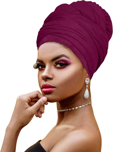 Vista 8 de Ankara - Diadema suave con estampado africano para la cabeza, bufanda para el cabello largo, turbante, corbata, punto africano, envolturas