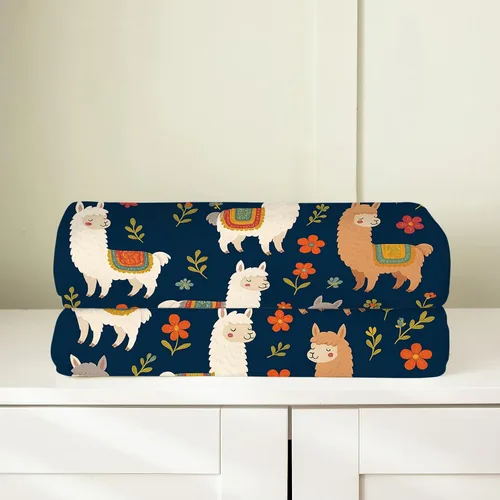 Vista 7 de Manta de llama, manta de alpaca, mantas de regalo con flores, ropa de cama de felpa de franela para niñas, mujeres, hombres, niños, amantes