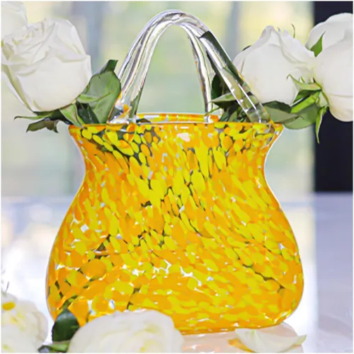 Vista 8 de Bag Vase, Unique Bag Vase Within Bubbles Handbag Vase Glass Bag Vase, Glass Vase for Home Décor,Living Room,Office,Garden,Wedding,Purple