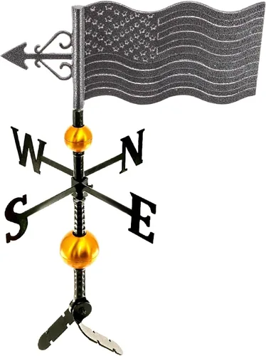 Vista 4 de Montague Metal Products - Veleta de lujo con bandera estadounidense - Bandera patriótica - Soporte de techo incluido - Fácil de instalar - Vana