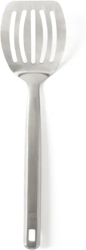 Vista 12 de Calphalon Espátula ranurada, espátula de cocina, espátula ranurada, girador de acero inoxidable con mango de silicona resistente al calor, espátula