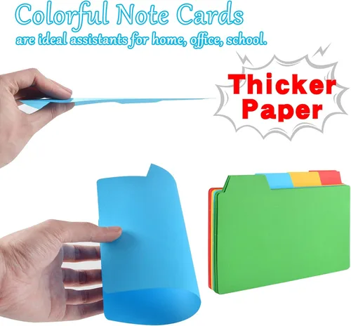 Vista 3 de 96 separadores de tarjetas de índice de 5 x 8 con pestañas en blanco, tarjetas de notas de color para estudiar, trabajar, oficina, escuela