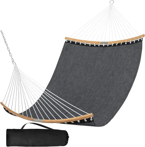 Vista 11 de SUNCREAT Hamacas para exteriores con barra separadora, hamaca portátil junto a la piscina para exteriores con bolsa de transporte, color café