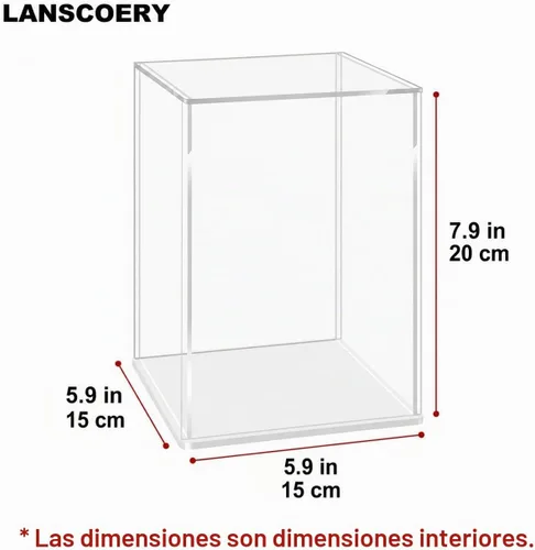 Vista 6 de LANSCOERY - Vitrina acrílica para figuras de acción, 5.9 x 5.9 x 9.8 pulgadas 3 mm Glossy White Base, 2 mm Clear Panels, Dustproof with Warm String