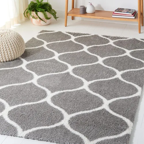 Vista 38 de SAFAVIEH Tahoe Shag Collection - Alfombra para pasillo, 2 x 9 pies, color beige y blanco, diseño de enrejado, no desprende pelusa y de fácil