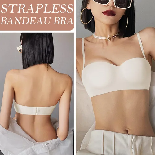 Vista 2 de WOWENY Sujetadores sin tirantes para mujer, brasier sin varillas, brasier de silicona antideslizante, sin costuras, acolchado, cómodo tubo superior