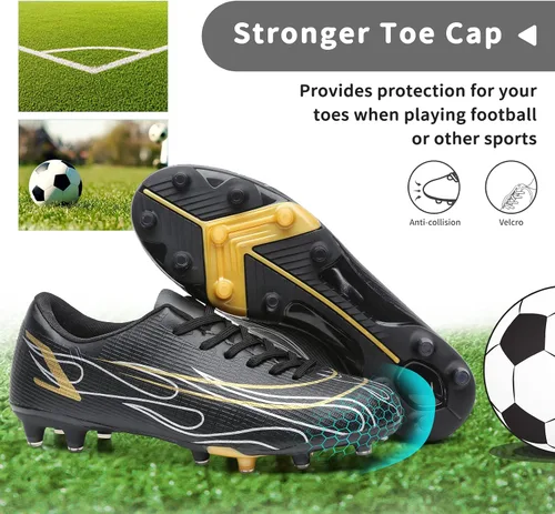 Vista 6 de Hanani Zapatos de fútbol para niños y niñas, zapatos de fútbol para jóvenes, atléticos, para exteriores e interiores, zapatos de béisbol firmes