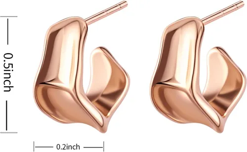 Vista 10 de Aretes de aro gruesos de oro para mujer, chapados en oro de 14 quilates y plata, aretes geométricos, aretes colgantes de nudo de moda