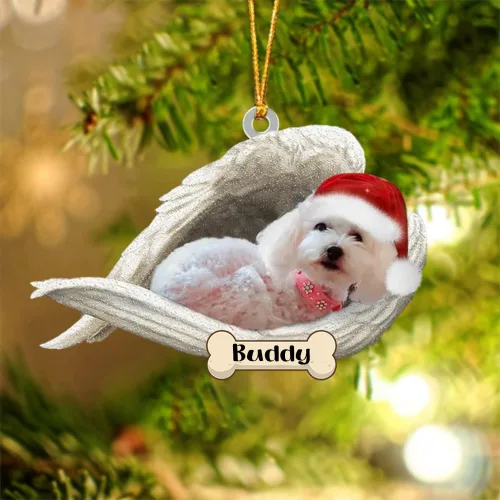 Vista 115 de Afghan Hounds - Adorno de Navidad con alas de ángel durmiente, recuerdo personalizado para perros 2024, adorno de forma acrílica, regalos