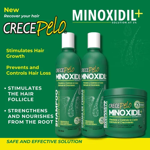 Vista 2 de CrecePelo Minoxidil 2% Crema sin enjuague 12.5 oz - Tratamiento contra la caída del cabello para hombres y mujeres - Fórmula de peinado