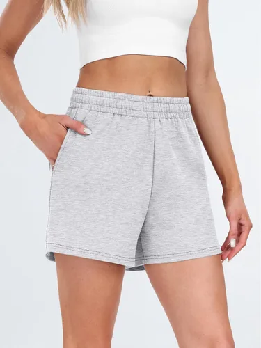 Vista 63 de AUTOMET Pantalones cortos deportivos para mujer, estilo casual, con cordón, cómodos, elásticos, de cintura alta, con bolsillos