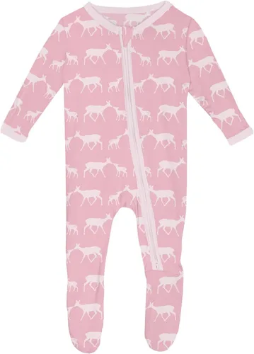 Vista 46 de KicKee Baby & Toddler - Pijama de viscosa ultrasuave de bambú con patas abatibles y puños