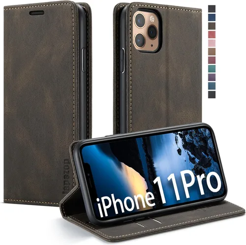 Vista 20 de japezop Funda para iPhone 11 Pro, iPhone 11 Pro funda tipo cartera para mujeres u hombres con [bloqueo RFID] soporte para tarjetas de crédito, funda