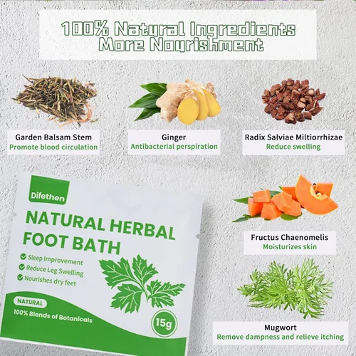 Vista 3 de Remojo natural para pies de artemisa/ajenjo, bolsa de baño de pies de jengibre linfático, spa para pies antihinchazón que promueve el metabolismo
