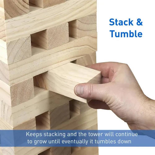 Vista 9 de easyGO grandes bloques de madera Stack & Tumble gigante Stacking & Tumble Tower Juego, Stacks a más de 4 pies de altura.