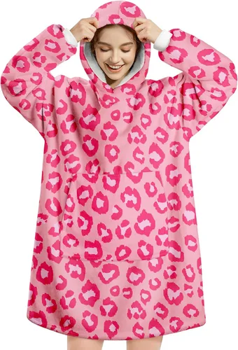 Vista 12 de Wearable Blanket Hoodie, Oversized Flannel Comfy Sweatshirt for Adults,Warm Cozy Hooded Body Blanket
