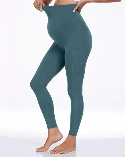 Vista 38 de WHOUARE Leggings de maternidad sobre el vientre con bolsillos para mujer, cintura alta, entrenamiento, pantalones de yoga