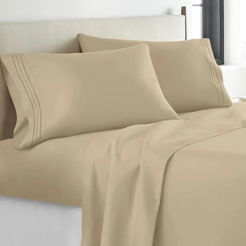 Vista 26 de YIYEA Juego de sábanas individuales, sábanas de hotel de calidad de 1800 hilos de microfibra doble cepillada con flores para cama individual, extra
