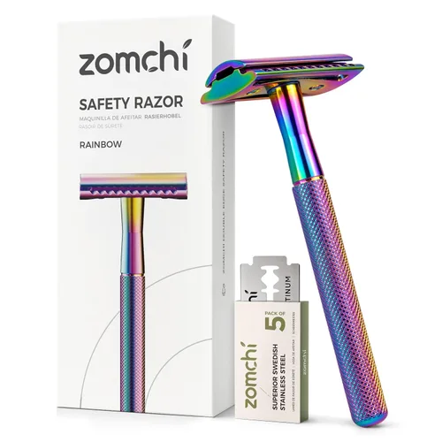 Vista 16 de ZOMCHI Maquinilla de afeitar de seguridad de doble filo para hombres y mujeres, maquinilla de afeitar de metal con 5 cuchillas de afeitar de Navaja