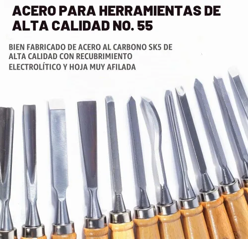 Vista 4 de Monkey King Bar -Juego de cinceles de tallado de madera de 12 piezas- Herramientas afiladas para carpintería con almacenamiento de estuche