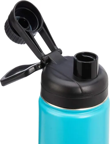 Vista 4 de Amazon Basics Botella de agua aislada de acero inoxidable con tapa de boquilla, 20 onzas, verde azulado