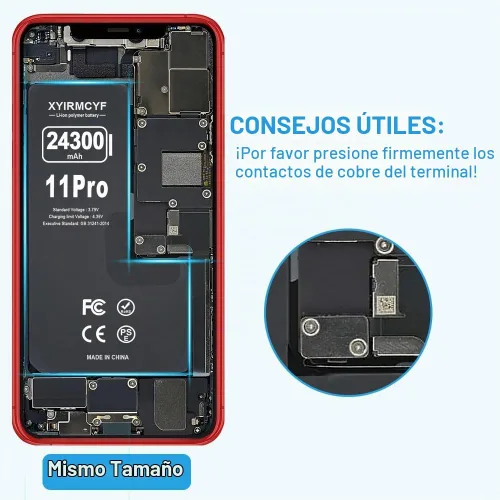 Vista 4 de XYIRMCYF Batería de gran capacidad de 24300 mAh compatible con iPhone 11 Pro, batería de repuesto de polímero de litio de 0 ciclos para iPhone 11
