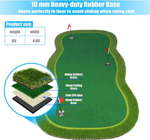 Vista 4 de Golf Putting Green Mat,Golf Practice Training Mat for Indoor/Outdoor 4.8x8ft Mat